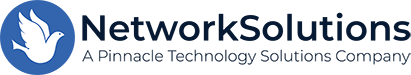 logo: Network Solutions (text) with blue circle containing a white dove