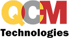 logo: QCM Technologies (stylized text in yellow, gray, and red)
